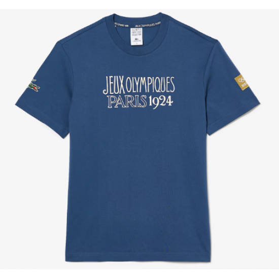 CAMISETA LACOSTE HERITAGE OLYMPIQUES 2024 - AZUL